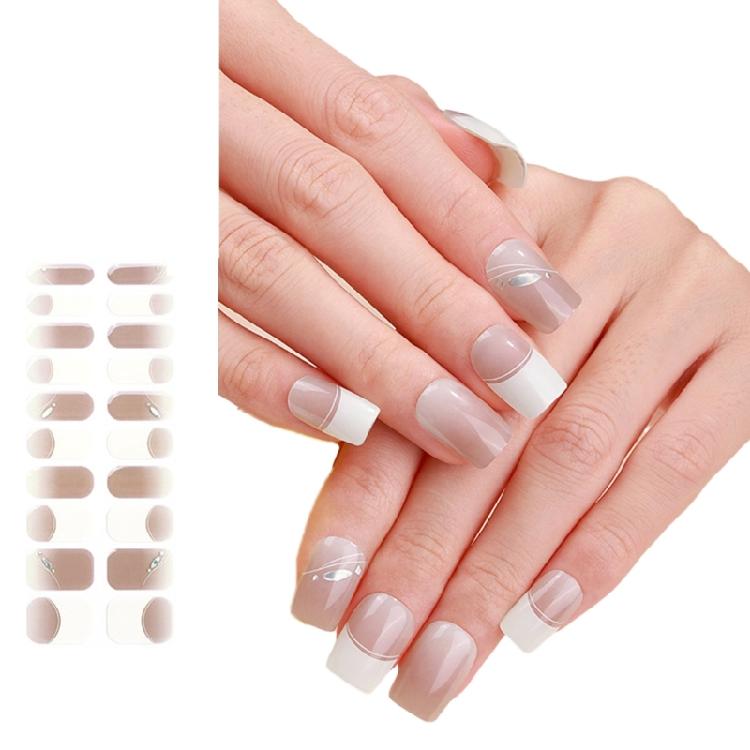 Nails Polish Stickers Semi Cured Gels Nail Strips Light Required Gels Wraps