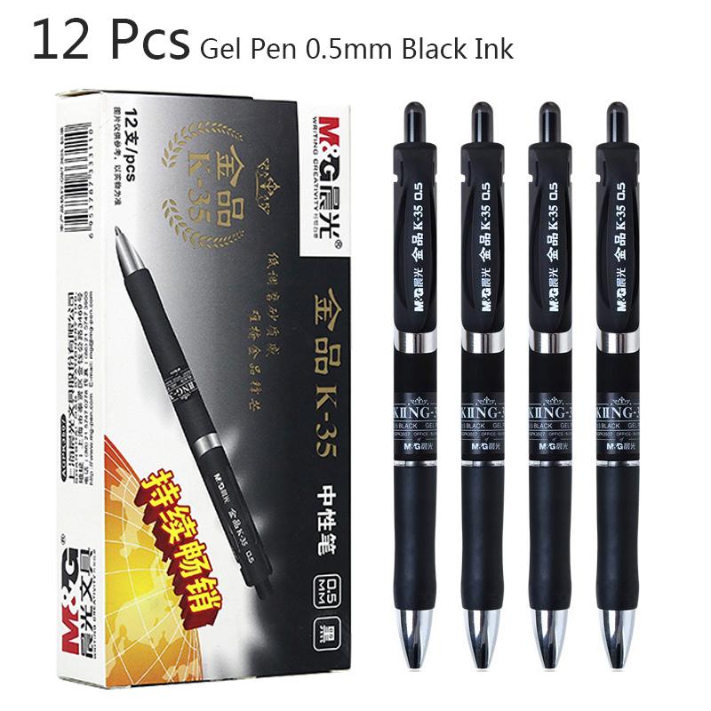 M&G 6/12 Pcs Gel Pen 0.5mm Black Ink & Red Ink Back To School Stationery Office Writing Stationery Student Exam Signature Pen