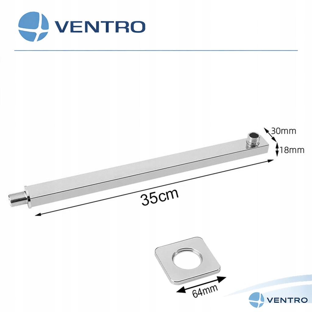 Chrome Wall-mounted Rain Shower Arm 35 Cm