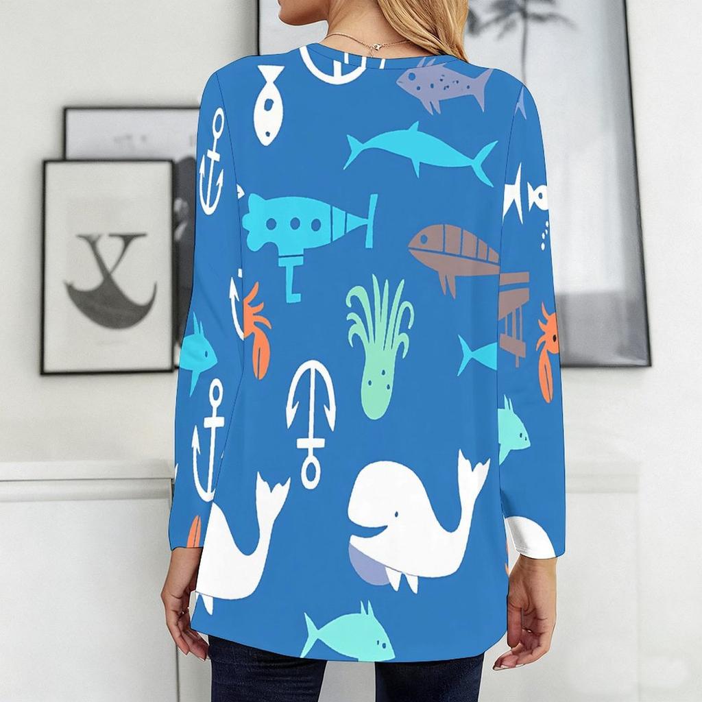 Plus Size Ladies V Neck Long Sleeve Blouse Soft Loose Tops For Daily Shopping And Indoor Relaxation