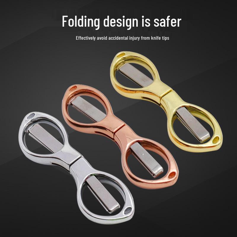 Compact Foldable Figure-8 Scissors with Carbon Steel Blades for Easy Cutting and Travel Use