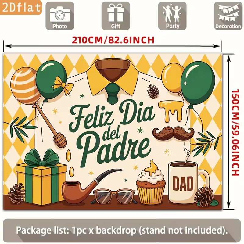 

2D Father s Day Themed Backdrop, 2D Flat Spanish Gentleman Banner 47.2x31.5inch/120*80cm