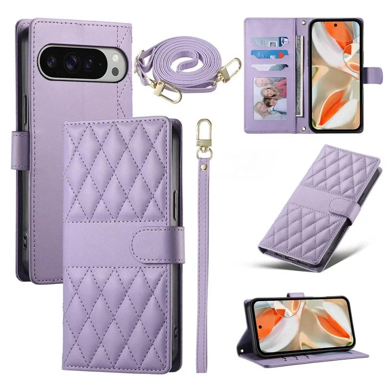 Long lanyard Flip Leather Case for Google Pixel 10 9 8 7 Pro XL 10A 9A 8A 7A Wallet Card Holder Pocket Phone Cover Coque Etui