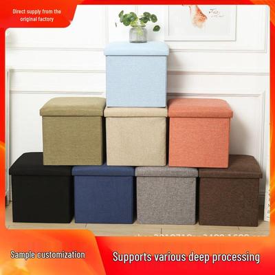 Square Foldable Ottoman: 25/30/38 Fabric Storage Box, Sofa Stool, Footstool, Toy Organizer