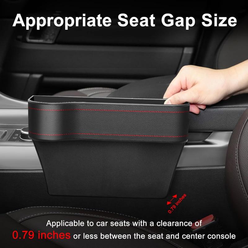 Car Seat Gap Filler OrganizerConsole Side Storage Box with Cup Holders 2 Seat Hooks for Drink, Car Organizer Front Seat for Holding Phone, Sunglasses