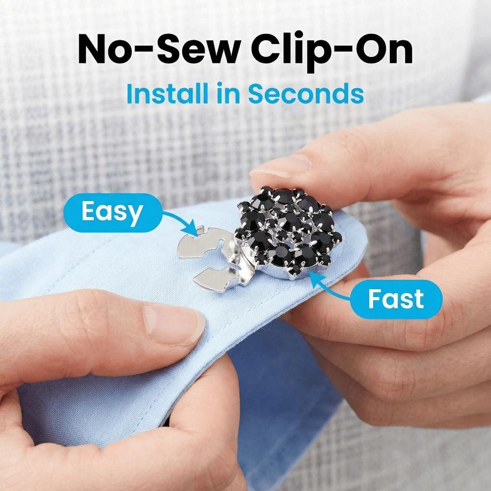 Flower Clip-On Buttons Sparkling Shirt Cufflinks Suits Buttons DIY Sewing Buttons  Party