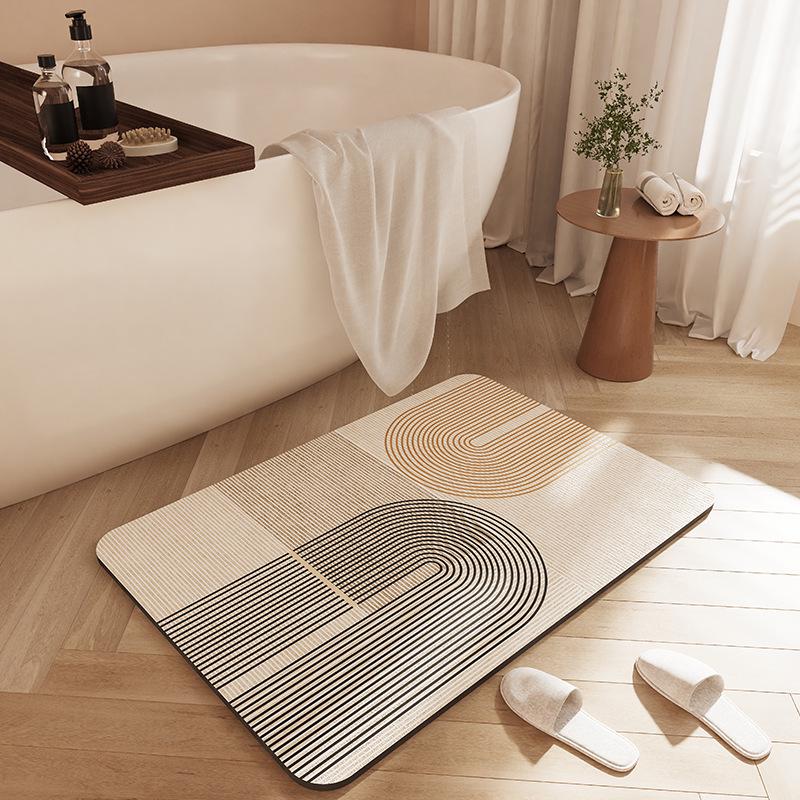 Minimalist Quick-Dry Absorbent Diatomaceous Earth Bathroom Floor Mat - Non-Slip, Wear-Resistant Foot Pad for Toilet Entrance