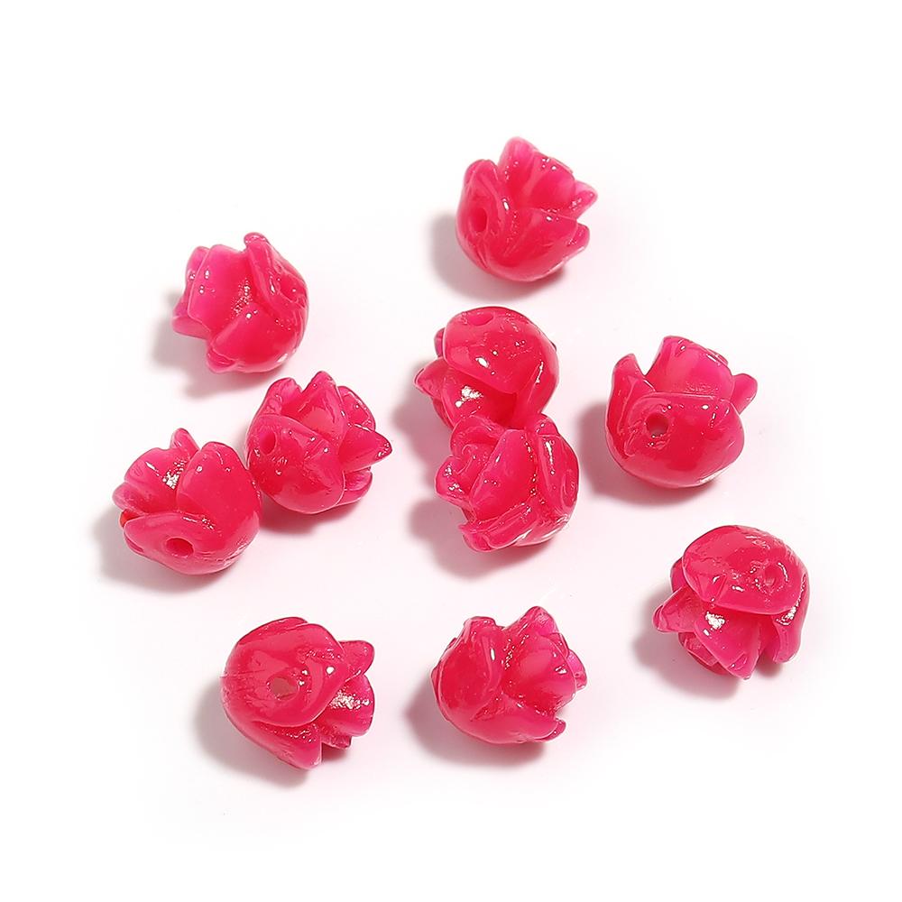 10Pcs/Lot Resin Beads 6 8 10 12 15mm Colorful Rose Shape Hole Size 1.5mm Beads For Charm Jewelry Making Diy Bracelet Necklace