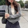 Korean Chic Lapel Long Sleeve Knit Sweater - Women's 2026 Two-Piece Style Fashion for Autumn/Winter
