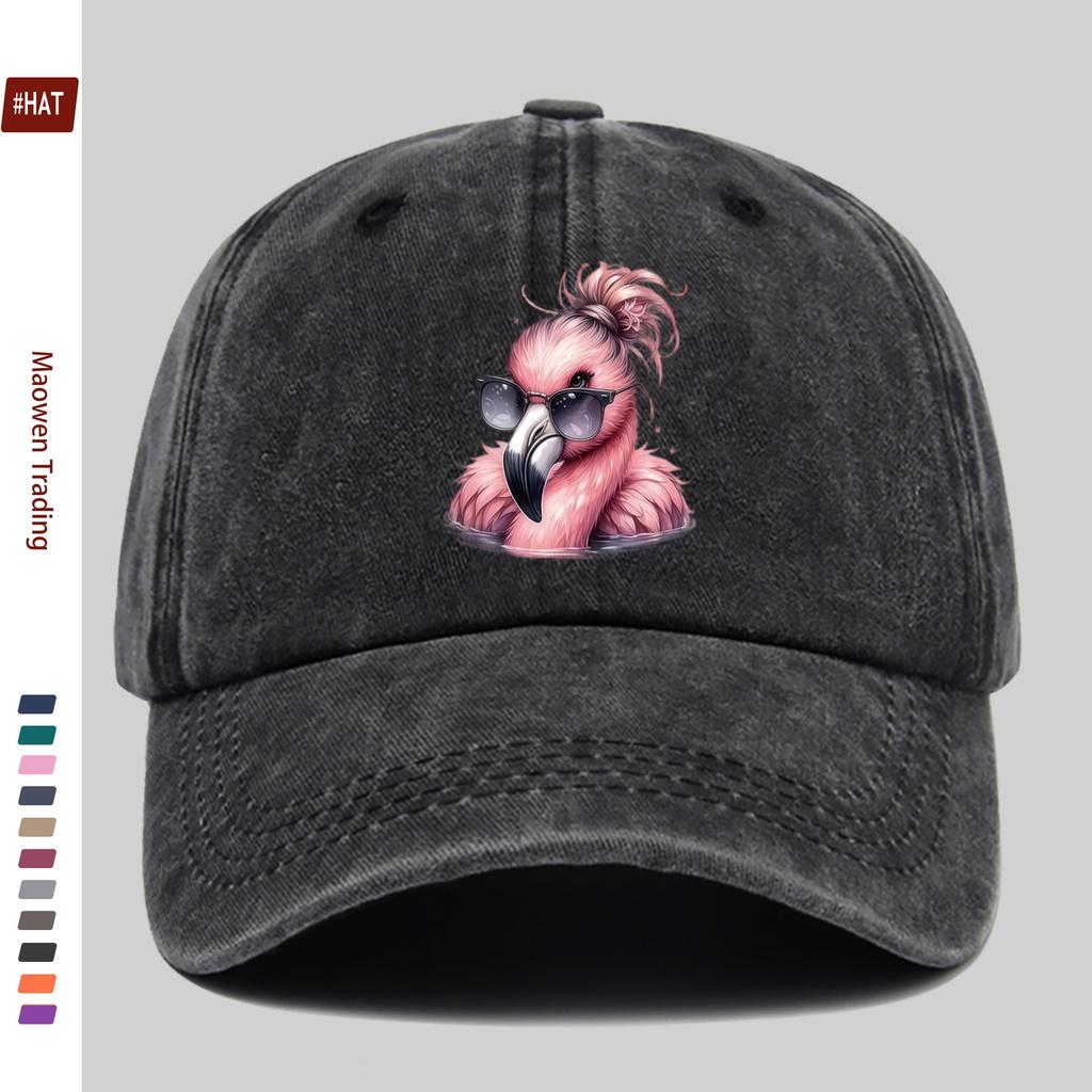 pc Spectacled Flamingo Printed Baseball Cap Travel Leisure Decorative Design Sun Hat Comfortable And Lightweight Adjustable
