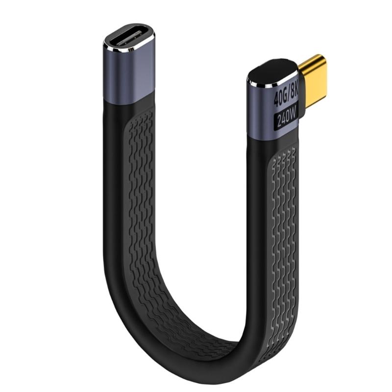 240W 40GB Short USB C to USB C Cable 90 degree Fast Charging Type C Cord 40Gbps Data Transfer Flat Data Charge Extension Cable
