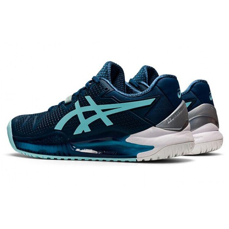 Asics Gel-Resolution 8 Trendy Comfortable Durable Low-Top Tennis Shoes Women Sneaker Ocean-Blue 1042A072-406