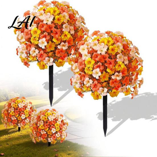 Decorative Faux Botanicals for Bedroom Artificial Fall Flowers Outdoors Fake Autumn Topiary Ball UV Resistant Mums with Ground Plants Home
