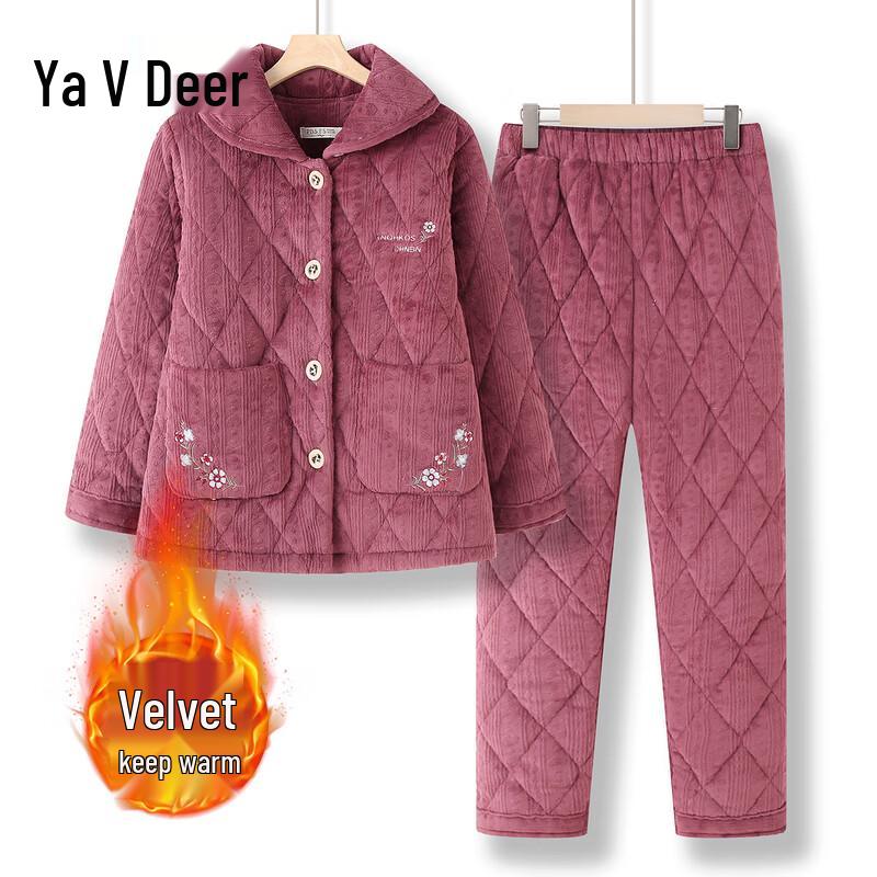 

Yalu Women s Plush Warm Pajama Set XL