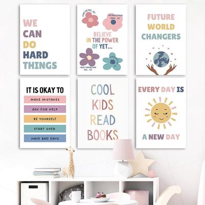 It Is OK To Feel Books Baby Educational Poster Wall Art Canvas Painting Print Picture Kids Nursery Room Classroom Decoration