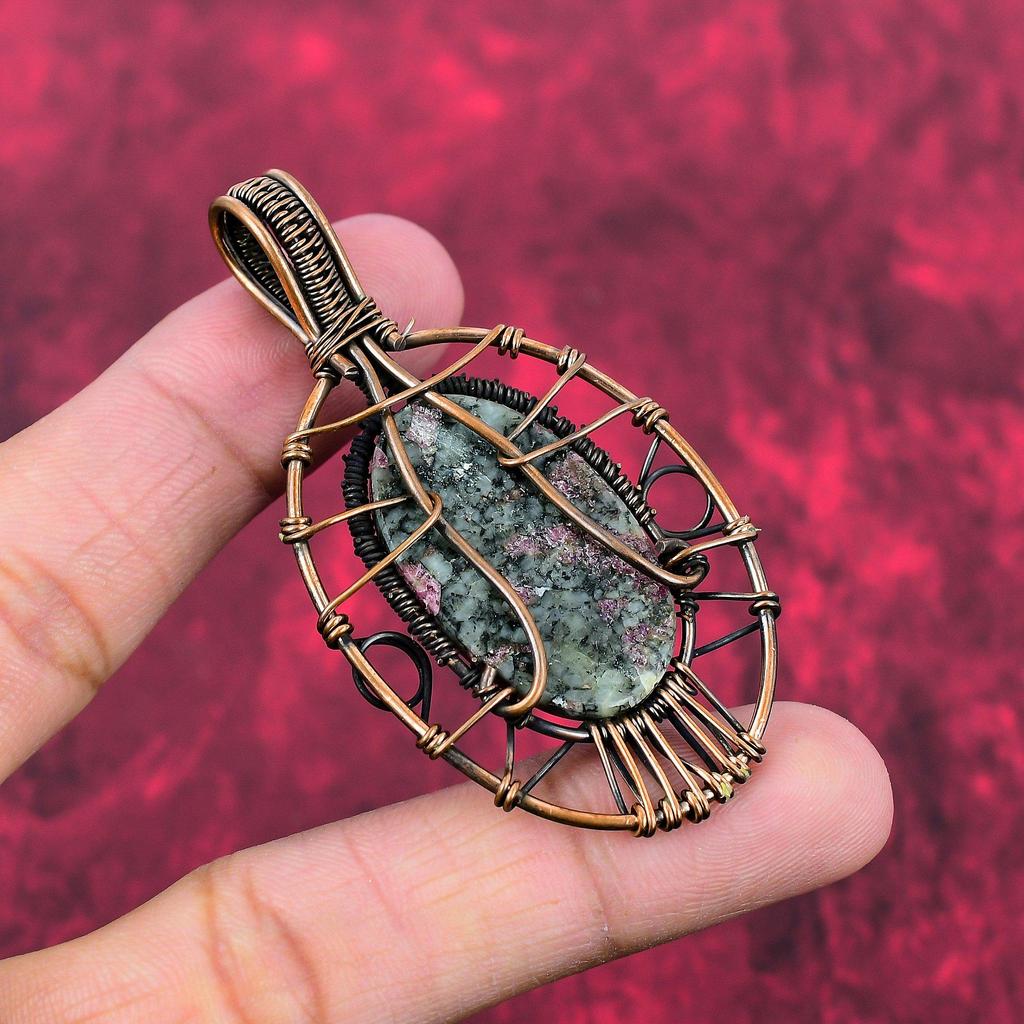 Tree Of Life Eudialyte Pendant Copper Wire Wrapped Pendant Handmade Pendant Eudialyte Jewelry Real Gemstone Pendant Copper Jewelry For Gifts