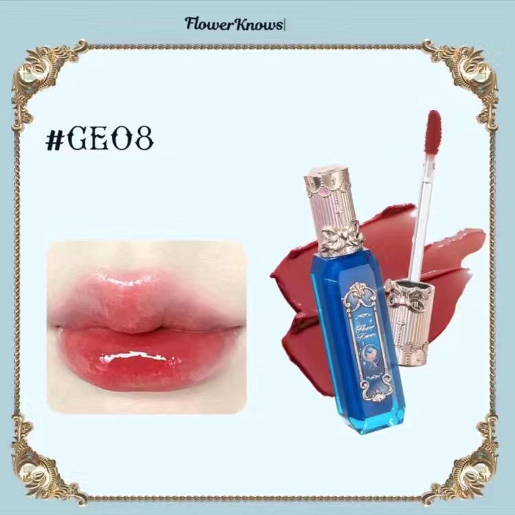Flower Knows Mermaid da Lua Gloss Labial Transparente Coleção Brilho Labial Pedra Preciosa Hidratante Espelho Lábios Preenchedor Gloss Maquiagem 3.5ML