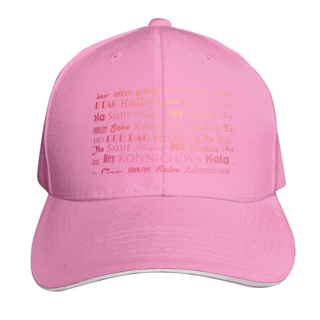 Hello in Multiple Languages Baseball Cap Trucker Hat Funny hats sailor cap for Unisex F Womens Hats Unisexs