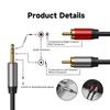 3.5mm to 2RCA Cable 4.9ft, Gold-Plated Aux to 2 x RCA Male to Male Headphone Jack Adapter, HiFi Stereo 1/8 Audio Y Splitter Cord for Smartphones,