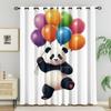 Ute Cartoon Giant Panda Holding Colorful Balloons Window Curtains Kids Animal Curtain Panels, Light Filtering Curtains