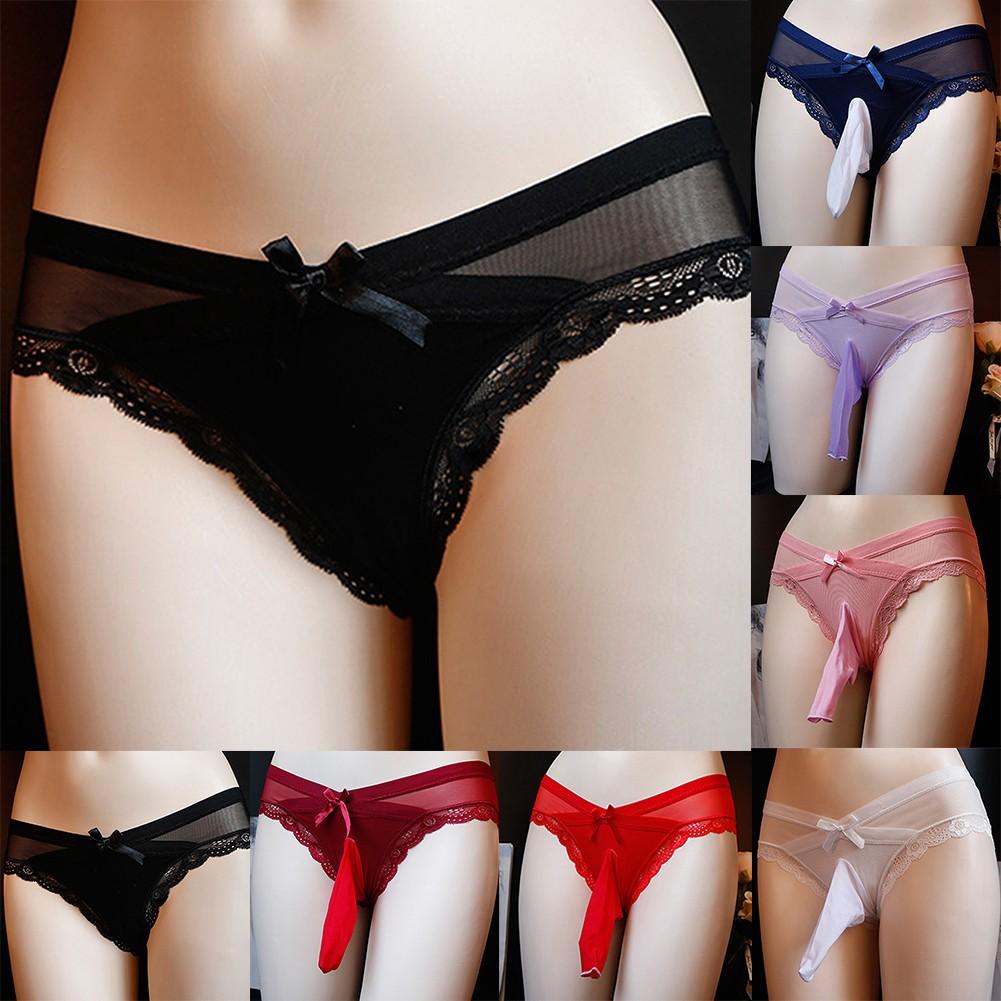 Fashionable Lacework Bowknot Panties Knickers for Men's Trendy Briefs Underwear