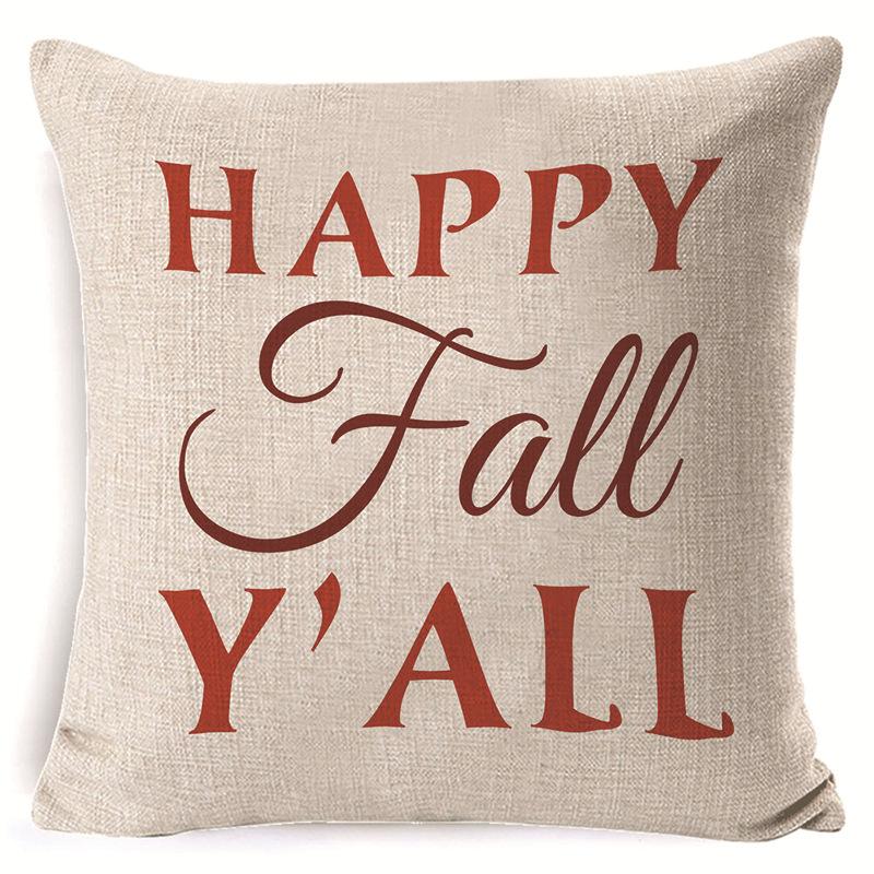 New Autumn Thanksgiving Cushion Cover Home Sofa Decoration Printed Linen Harvest Festival Cushion Cover