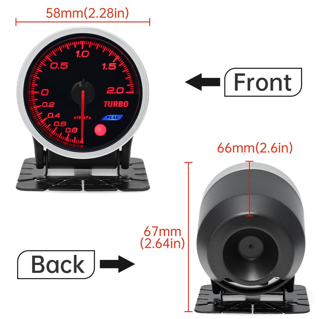 12V 52mm Auto Gauges 8 Colors Backight Turbo Boost Gauge BAR PSI Water temperature RPM Tachometer Oil Temp EGT Exhaust Fuel