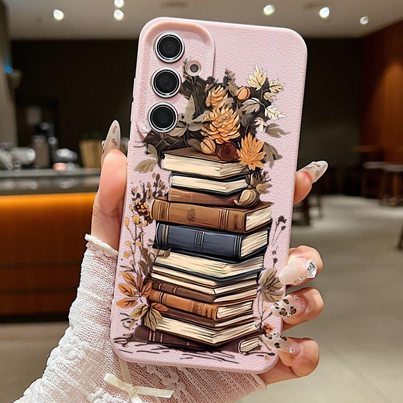 Cartoon Books Pattern Case For Samsung Galaxy S24 S25 Ultra Edge S23 Plus S22 S21 FE A34 A54 A15 A35 A55 A16 A26 A36 A56 5G Capa