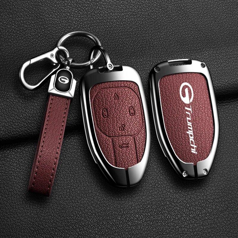 Goatskin Car Key Case Gac New Energy Trumpchi  Empow J11 J12 J13 J14 J15 J16 Gs8 Car Key Key Cover Zinc Alloy Leather Protec