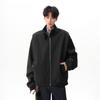 Unisex Streetwear Stand Collar Baseball Jacket Casual Oversized Fit Solid Color Patchwork Design