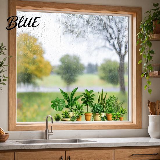 Balcony Window Decal Adsorption No Sticker Plant Green Static Glass Clings Electrostatic Fiddleleaf Fig Glue Reusable Privacy Decor for