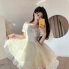 Summer 2026 fairy skirt bow jacquard organza fairy feeling dress princess puffy short skirt