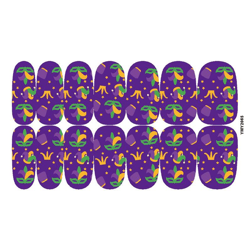 Waterproof Full Cover Party Nail Stickers - Colorful Designs (YMY2057-2072)