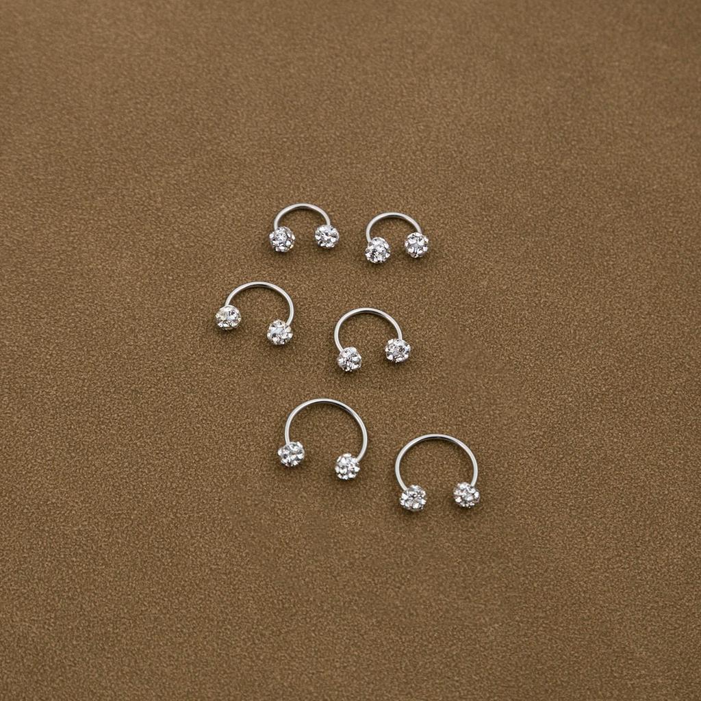 Full Drilling Geometric Round High-End Sense C-Shaped Stud Earrings, Simple Spiral Design Sense U-Shaped Stud Earrings