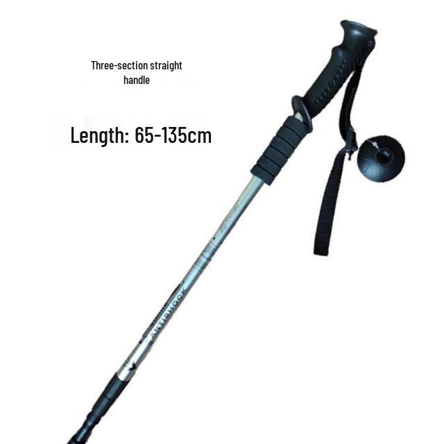 

3-Section Aluminum T-Handle Trekking Pole: Portable Hiking & Climbing Stick 65-135cm