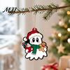 Wooden Hanging Decorations for Holiday Christmas Ghost Ornaments, Tree with Santa Hats Cute Ornaments Gothic Skull, Xmas Winter Party Supplies Window