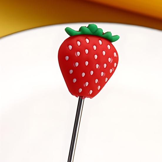 Yousheng Cocktail Stir Stick, Stainless Steel Cocktail Mixing Stick, with Durian Pineapple Strawberry Watermelon Rubber Top Decor, Drink Stirrer