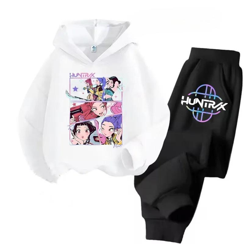 Children's Hoodie Kpop Devil Hunter Printed Hoodie+Anime Cartoon Pants Girl and Boy Set
