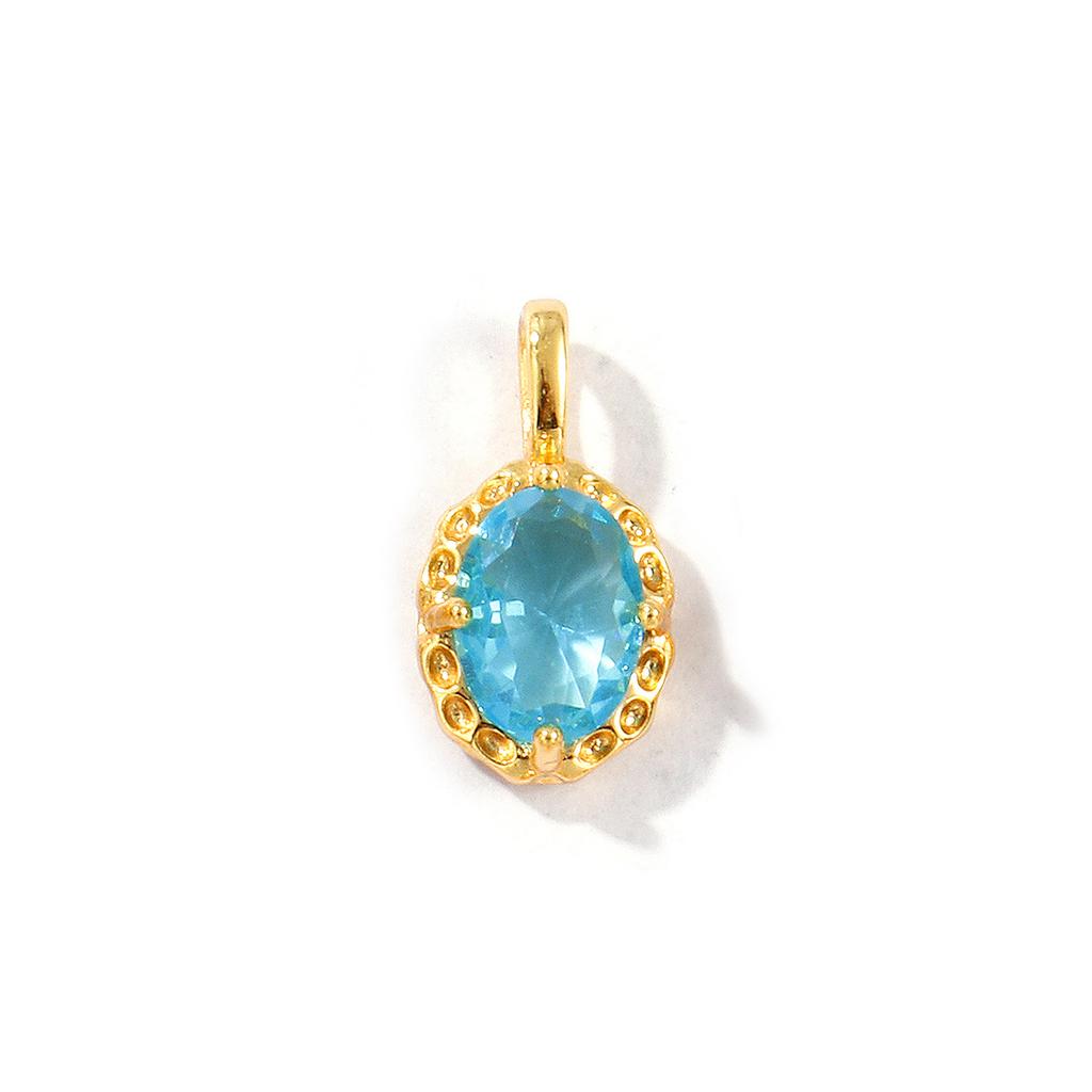 2 PCs Oval Brass & Rhinestone Birthstone Charms 18K Gold Plated Oval Pedndants For DIY Necklace Jewelry Making Findings 15mmx8mm