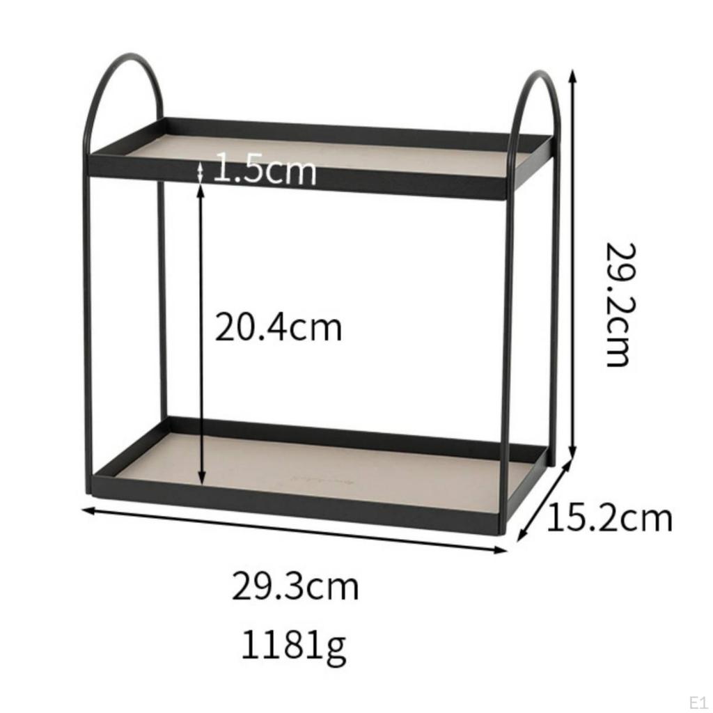 Tabletop Storage Rack TwoTier Countertop Organizer with Handles Metal Shelf for Washroom Counter,
