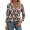 Women's Casual Fashionable Sexy Comfortable V-Neck Christmas Three-Quarter Sleeve Top