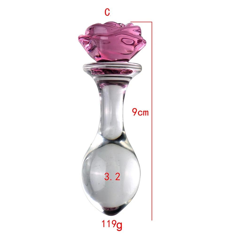 3pcs Rose Flower Glass Anal Plug Vaginal Anus Beads Butt Plug Adult Dildo for Anal Massage Masturbation Sex Toy for Men Women