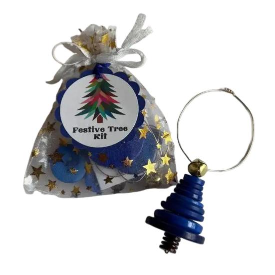 DIY Christmas Button Ornament Making Set Stacked Button Craft Kits Christmas Tree/Santa/Snowman/Angel Hanging Decoration