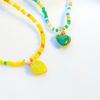 Heart Pendant Beaded Necklace Bohemian Style Chokers Contrast Colored Jewelry
