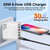 6 Ports USB Type C Charger PD Fast Charging Adapter Quick Charge3.0 For iPhone Samsung Xiaomi Huawei Phone Wall Charger Plug