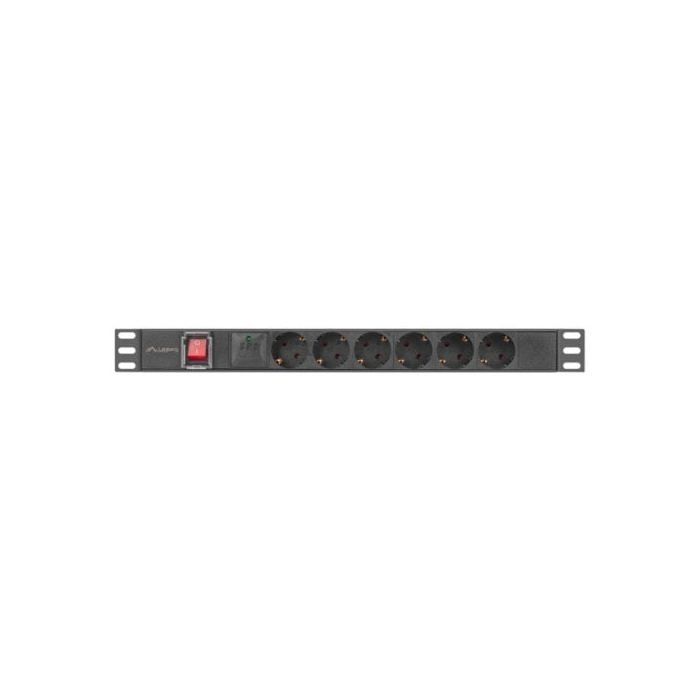 PDU Lanberg PDU-06F-0200-BK 6 Salidas Tipo F 1U Conmutado Monofásico 2m Aluminium Negro