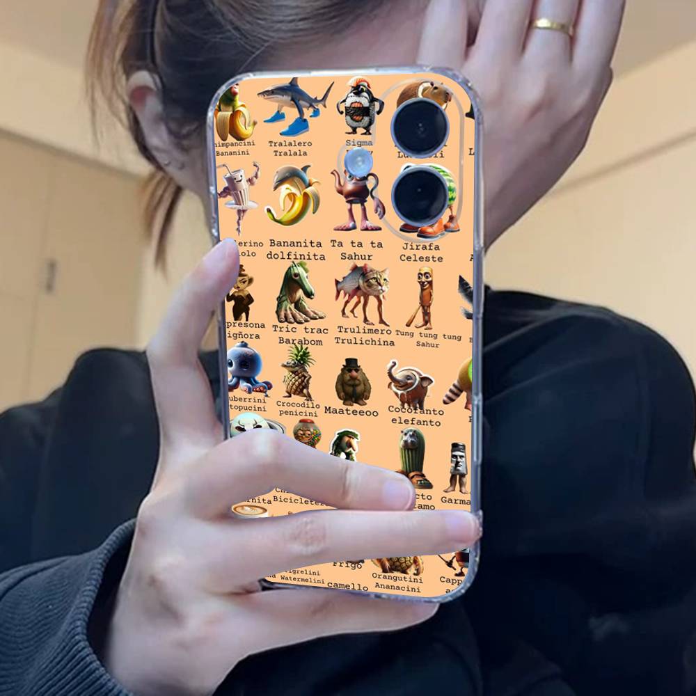 

Italian Brainrot Animals Clear Silicone Soft TPU Phone Case For iphone 17 16 15 14 Plus 13 12 Mini 11 Pro Max Shell Capa iPhone 12 pro