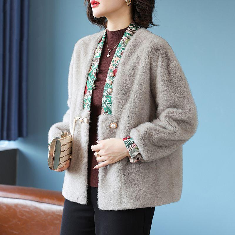 

Middle mother autumn and winter imitation mink velvet fur coat top in the elderly women s cotton coat M (less than 52.5kg recommended)