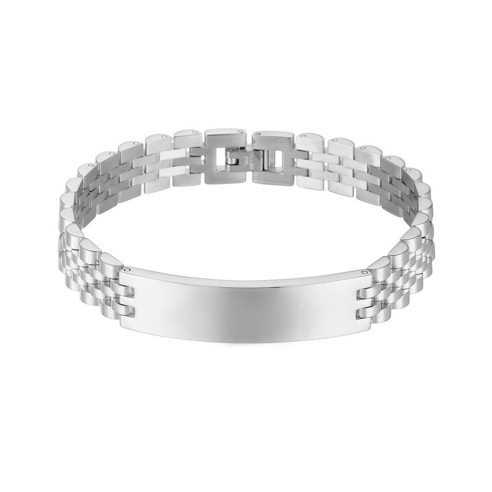 Herrenmode Verstellbares Titanstahlarmband: Europäischer & Amerikanischer Koreanischer Stil, Fünf-Glieder-Design, 15 mm breites gebogenes Edelstahl-Uhrenarmband.