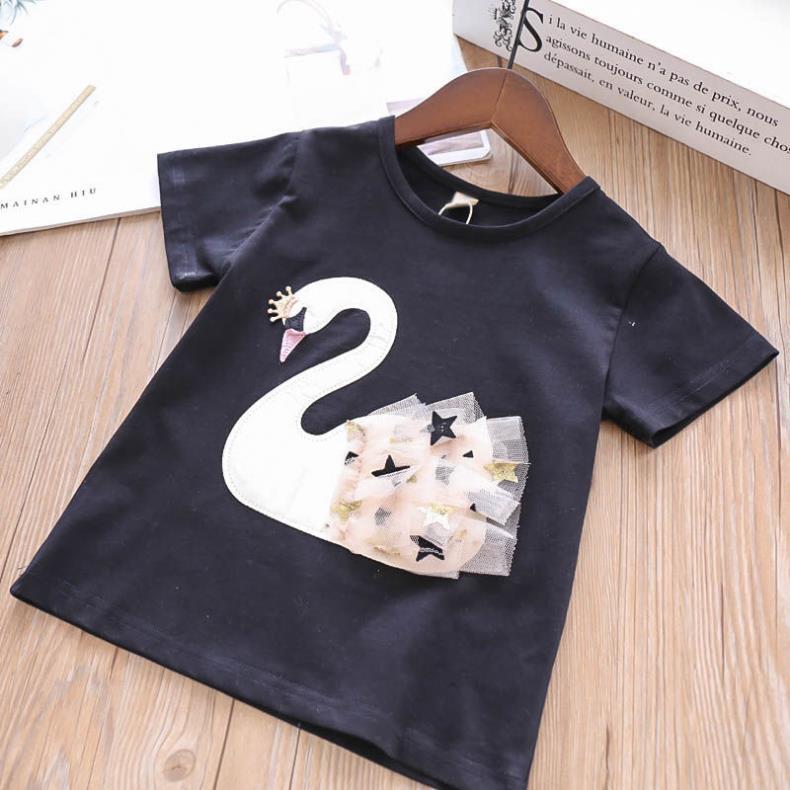 Girls' Suit Top Children's Short Sleeved Mesh Skirt T-shirt Dress Summer Clothes Two-piece Set